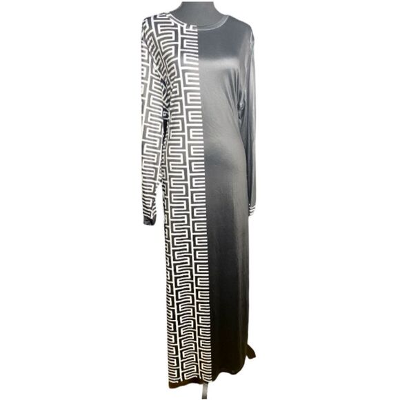 Black And White Patterned Dress.  Dsst-1 - Picture 1 of 4